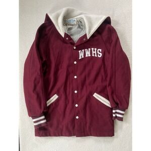 Vintage Spartan Womens 40 Varsity Jacket Maroon WWHS Cheerleader Zip Hood Wool